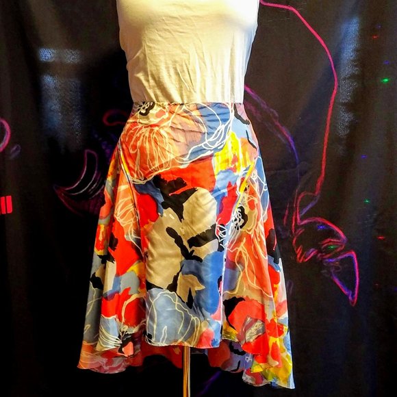 Vintage Y2K Armani Exchange Bright Floral Flowy Skirt - Picture 3 of 10